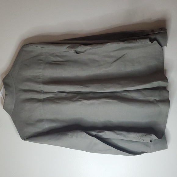 Cloth & Stone Linen Button Down Collared Blouse Top Size Medium Sage Green - Picture 8 of 10